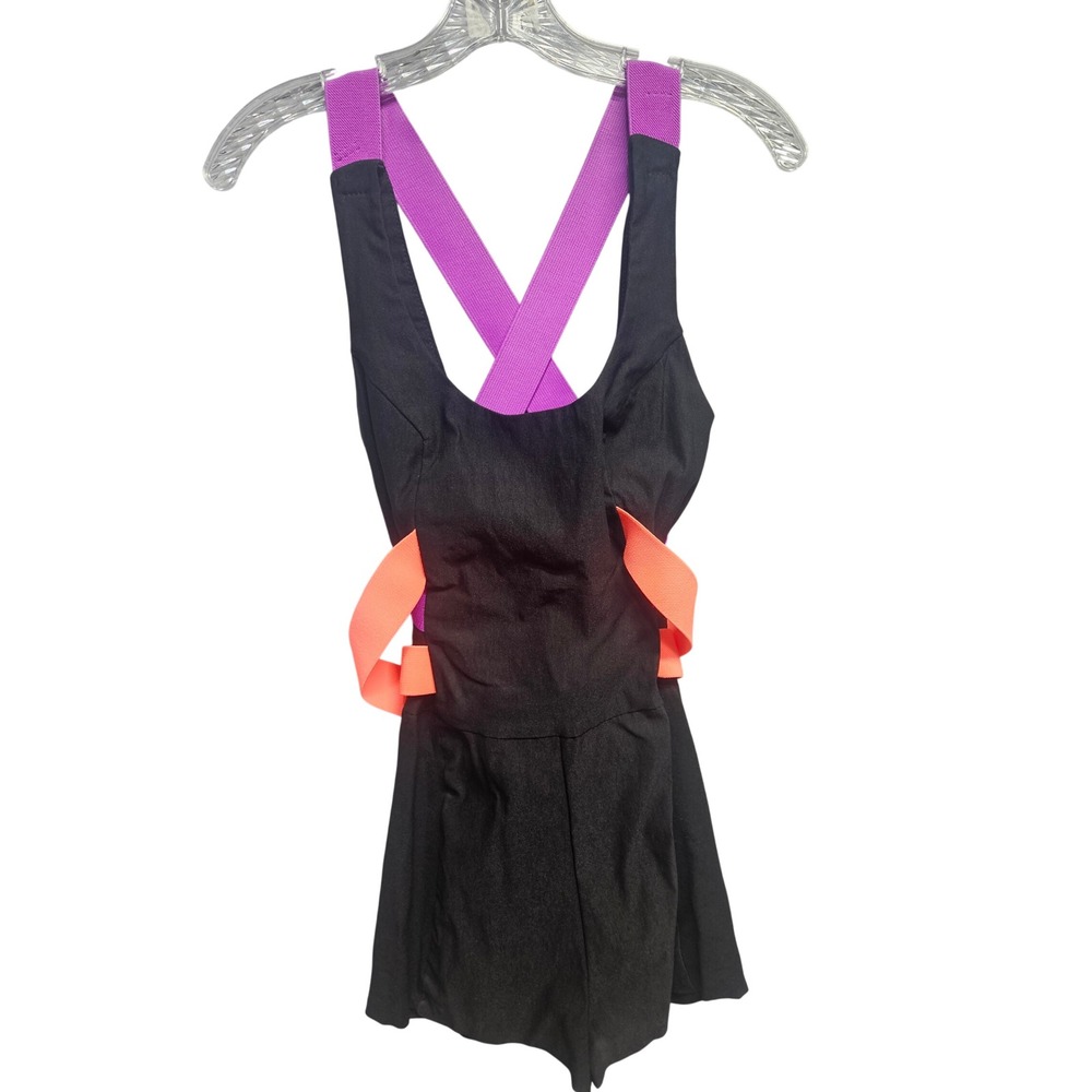 Mystic Womens Colorblock Romper Black Purple Orange Size S JS10638 IT USA Made